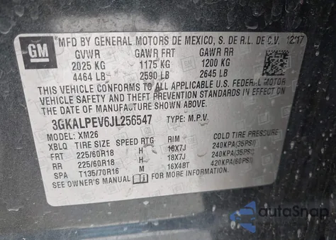 2018 GMC Terrain Slt z USA, uszkodzony, nr VIN 3GKALPEV6JL256547